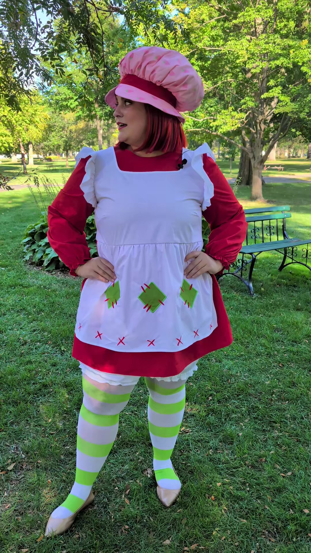 Sweeten up your next costume party with our exclusive Women's Plus Size Classic Strawberry Shortcake Costume! This nostalgic outfit brings the beloved 80s character to life with its vibrant red dress and iconic bonnet.